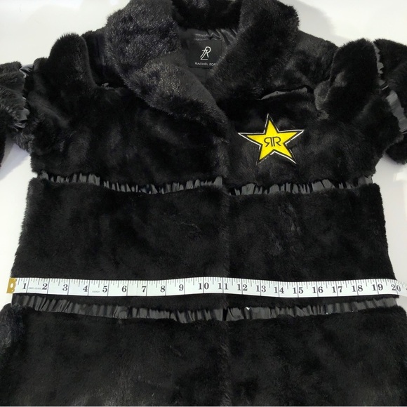 Rachel Zoe Rockstar Black Faux Fur Long Jacket - Picture 6 of 11